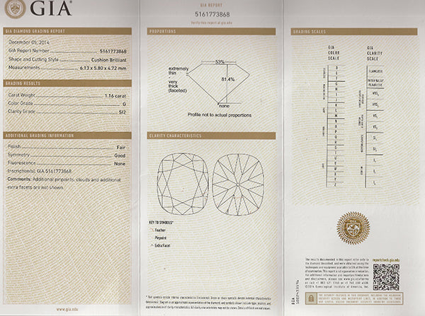 GIA Certified 1.16ct Diamond Engagement Ring