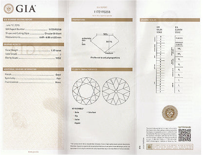 GIA Certified 1.17ct Diamond Engagement Ring