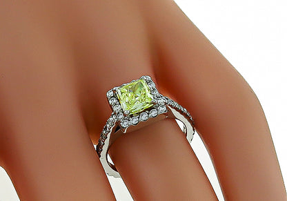 GIA Certified 1.18ct Natural Fancy Light Even Yellow Diamond Engagement Ring