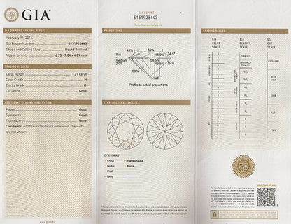 GIA Certified 1.21ct Diamond Engagement Ring