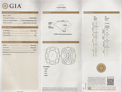 GIA Certified 1.31ct Diamond Engagement Ring