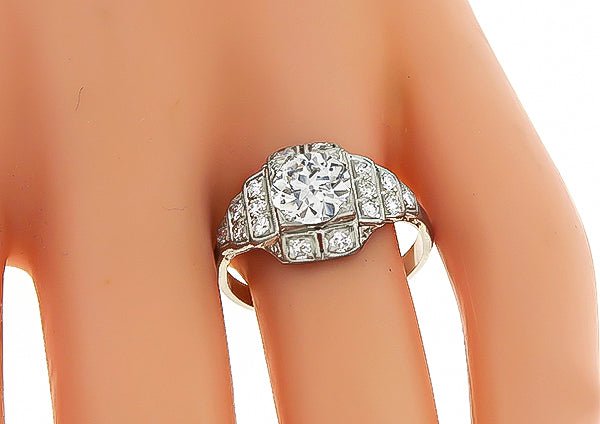 GIA Certified 1.38ct Diamond Art Deco Engagement Ring