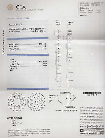 GIA Certified 1.39ct Diamond Engagement Ring
