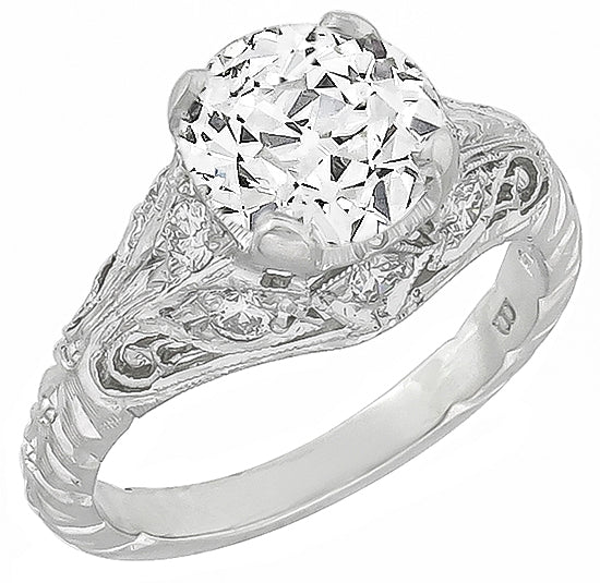 GIA Certified 1.39ct Diamond Vintage Engagement Ring