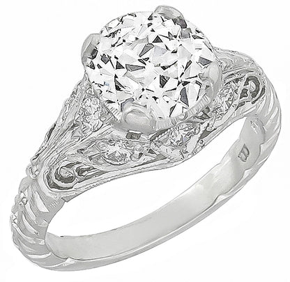 GIA Certified 1.39ct Diamond Vintage Engagement Ring