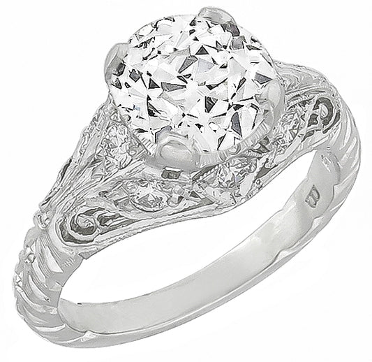 GIA Certified 1.39ct Diamond Vintage Engagement Ring