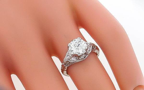GIA Certified 1.39ct Diamond Vintage Engagement Ring