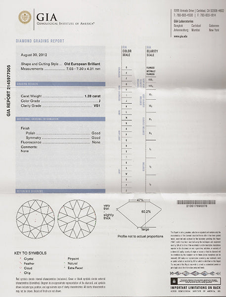 GIA Certified 1.39ct Diamond Vintage Engagement Ring