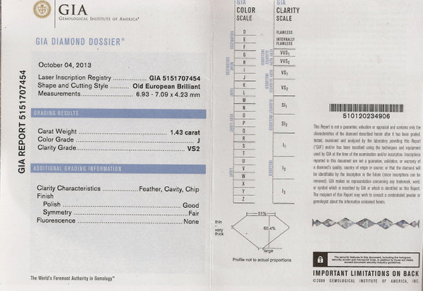 GIA Certified 1.43ct Diamond Engagement Ring