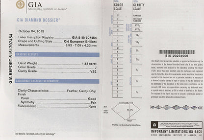 GIA Certified 1.43ct Diamond Engagement Ring