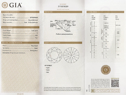 GIA Certified 1.44ct Diamond Engagement Ring