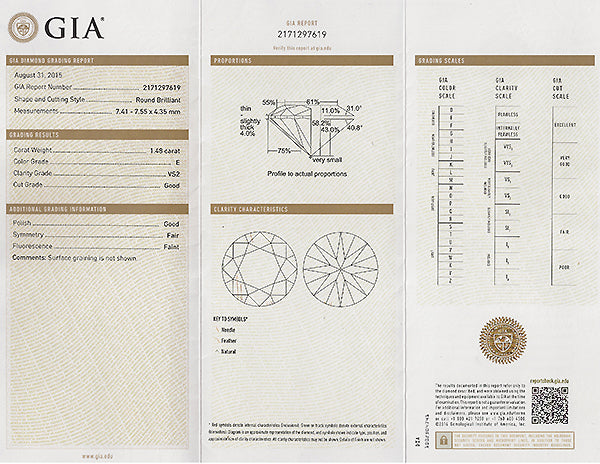 GIA Certified 1.48ct Diamond Solitaire Engagement Ring