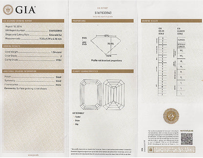 GIA Certified 1.54ct Diamond Ring