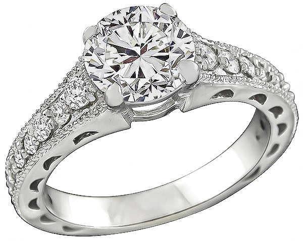 GIA Certified 1.57ct Diamond Engagement Ring and Wedding Band Set