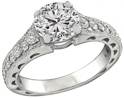 GIA Certified 1.57ct Diamond Engagement Ring and Wedding Band Set