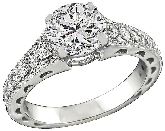 GIA Certified 1.57ct Diamond Engagement Ring and Wedding Band Set