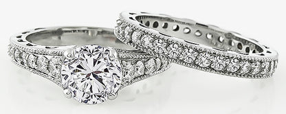 GIA Certified 1.57ct Diamond Engagement Ring and Wedding Band Set