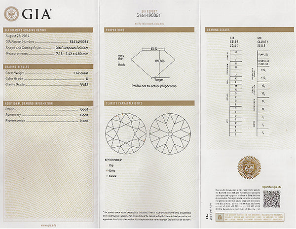 GIA Certified 1.62ct Diamond Engagement Ring