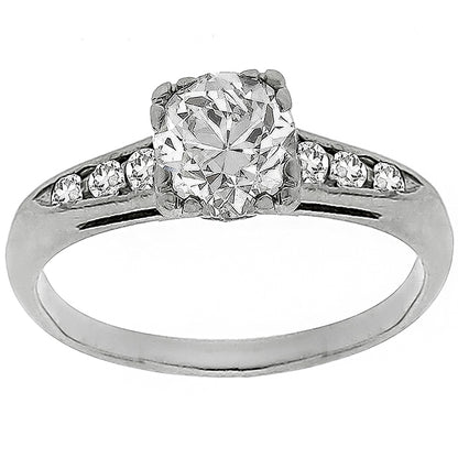 GIA Certified 1920s 0.80ct Round Diamond 18k White Gold Engagement Ring