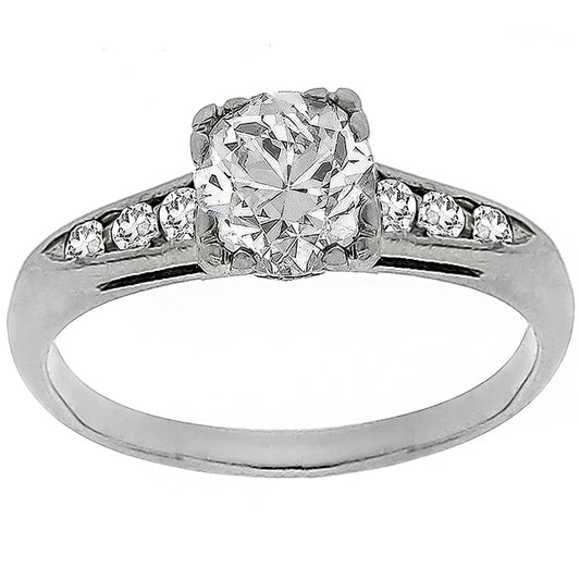 GIA Certified 1920s 0.80ct Round Diamond 18k White Gold Engagement Ring