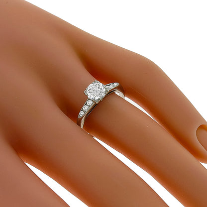 GIA Certified 1920s 0.80ct Round Diamond 18k White Gold Engagement Ring