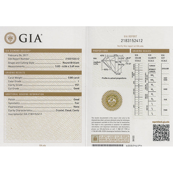 GIA Certified 1920s 0.80ct Round Diamond 18k White Gold Engagement Ring