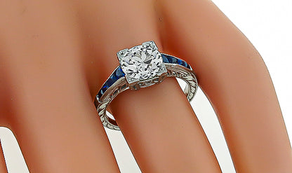 GIA Certified 2.01ct Diamond Sapphire Engagement Ring
