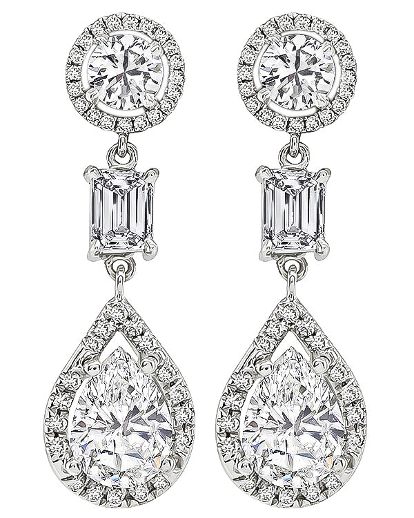 GIA Certified 3.43ct Pear Shape Diamond with 2.40ct Diamond Drop Earrings