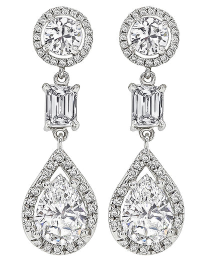 GIA Certified 3.43ct Pear Shape Diamond with 2.40ct Diamond Drop Earrings