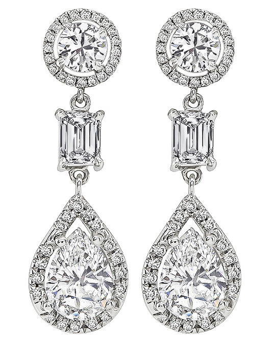 GIA Certified 3.43ct Pear Shape Diamond with 2.40ct Diamond Drop Earrings