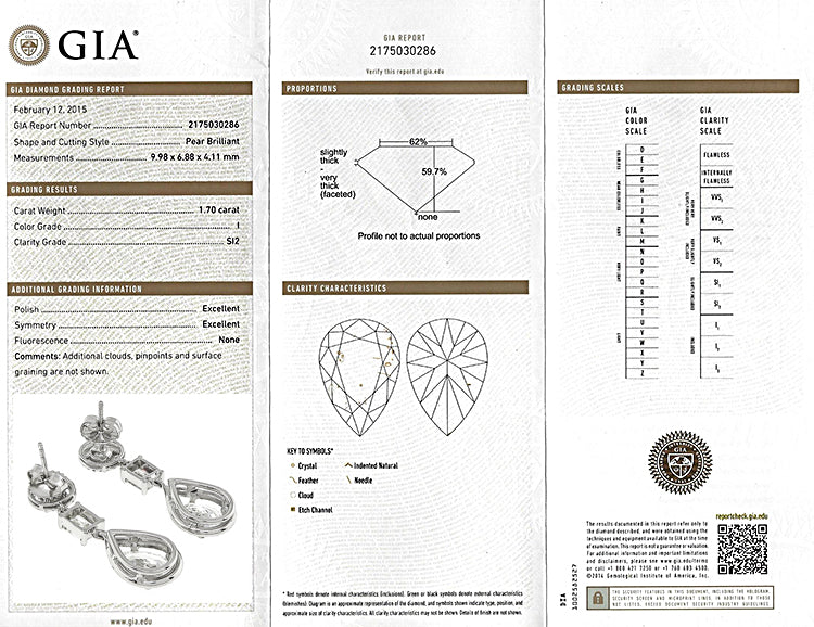GIA Certified 3.43ct Pear Shape Diamond with 2.40ct Diamond Drop Earrings