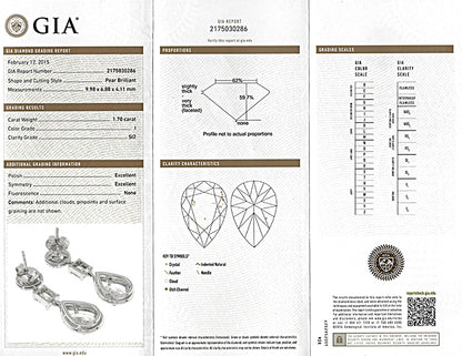 GIA Certified 3.43ct Pear Shape Diamond with 2.40ct Diamond Drop Earrings