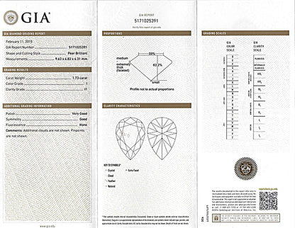 GIA Certified 3.43ct Pear Shape Diamond with 2.40ct Diamond Drop Earrings