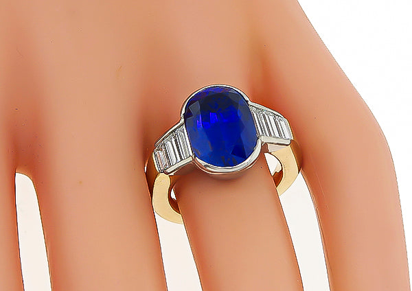 GIA Certified 7.71ct Not Heated Sapphire Engagement Ring