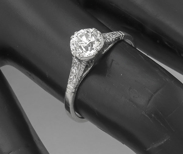 GIA Certified Edwardian 0.91ct Diamond Platinum Engagement Ring