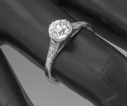 GIA Certified Edwardian 0.91ct Diamond Platinum Engagement Ring