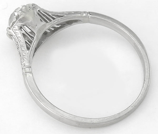 GIA Certified Edwardian 0.91ct Diamond Platinum Engagement Ring