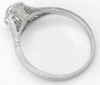GIA Certified Edwardian 0.91ct Diamond Platinum Engagement Ring