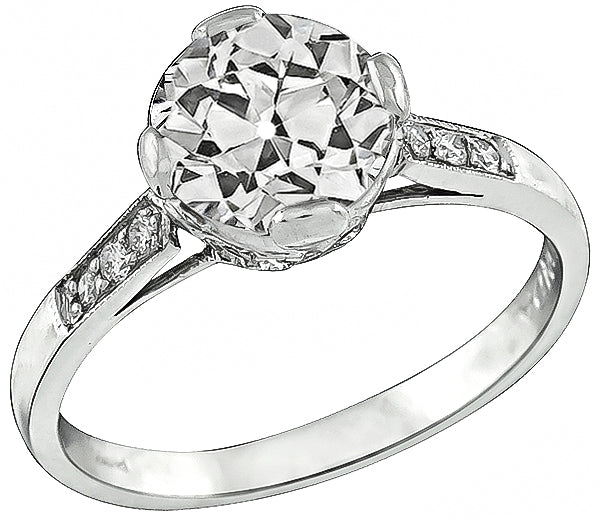 GIA Old European Cut 1.38ct Diamond Engagement Ring