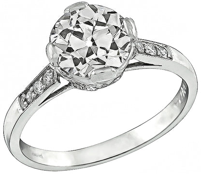 GIA Old European Cut 1.38ct Diamond Engagement Ring