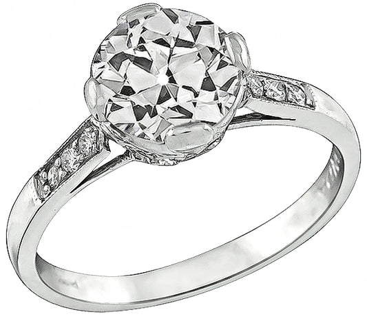 GIA Old European Cut 1.38ct Diamond Engagement Ring