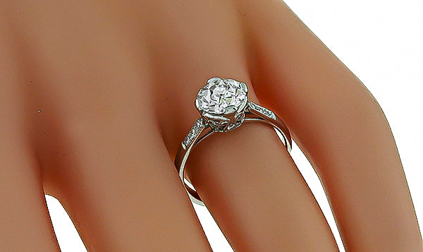 GIA Old European Cut 1.38ct Diamond Engagement Ring