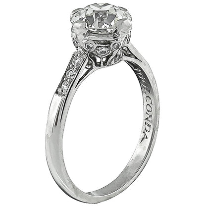 GIA Old European Cut 1.38ct Diamond Engagement Ring