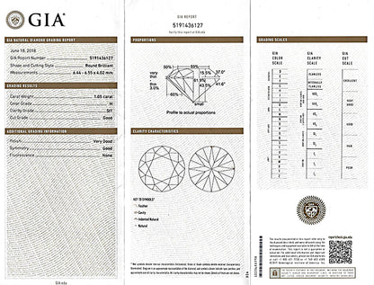 Vintage GIA Certified 1.05ct Diamond Engagement Ring