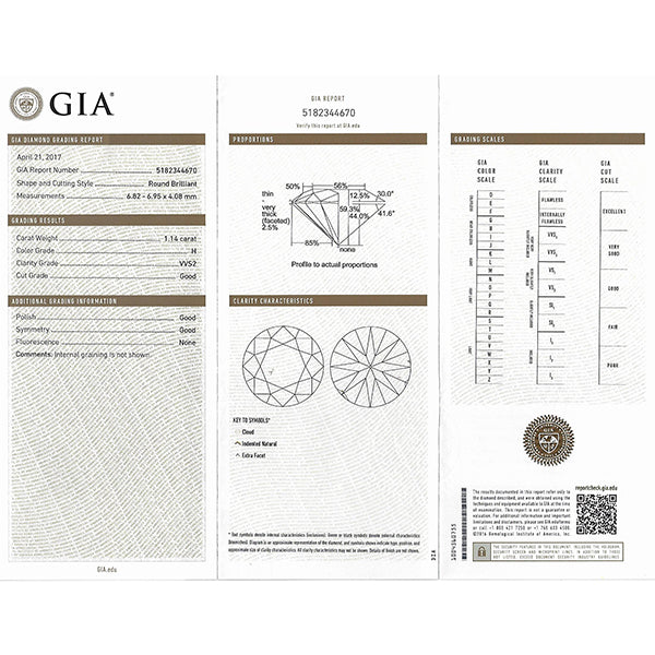 Art Deco Style GIA Certified 1.14ct Round Diamond Platinum Engagement Ring