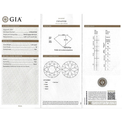 Antique Art Deco GIA 1.22ct Old European Cut Diamond Engagement Ring