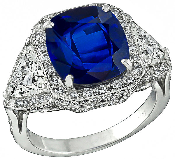 GRL Certified 8.18ct Sapphire GIA Certified 1.99ct Diamond Ring