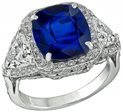 GRL Certified 8.18ct Sapphire GIA Certified 1.99ct Diamond Ring