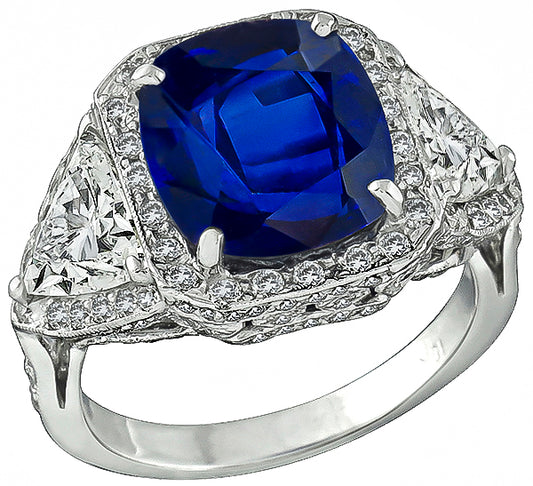 GRL Certified 8.18ct Sapphire GIA Certified 1.99ct Diamond Ring
