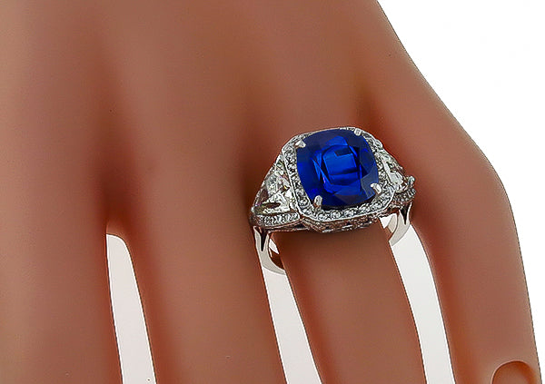 GRL Certified 8.18ct Sapphire GIA Certified 1.99ct Diamond Ring